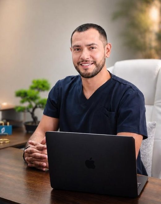 Dr. Alberto Casillas en su escritorio